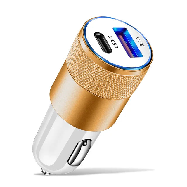 30W Car Charger QC4+ PD30W Dual Port Fast Car Phone Charger for iPhone & Android